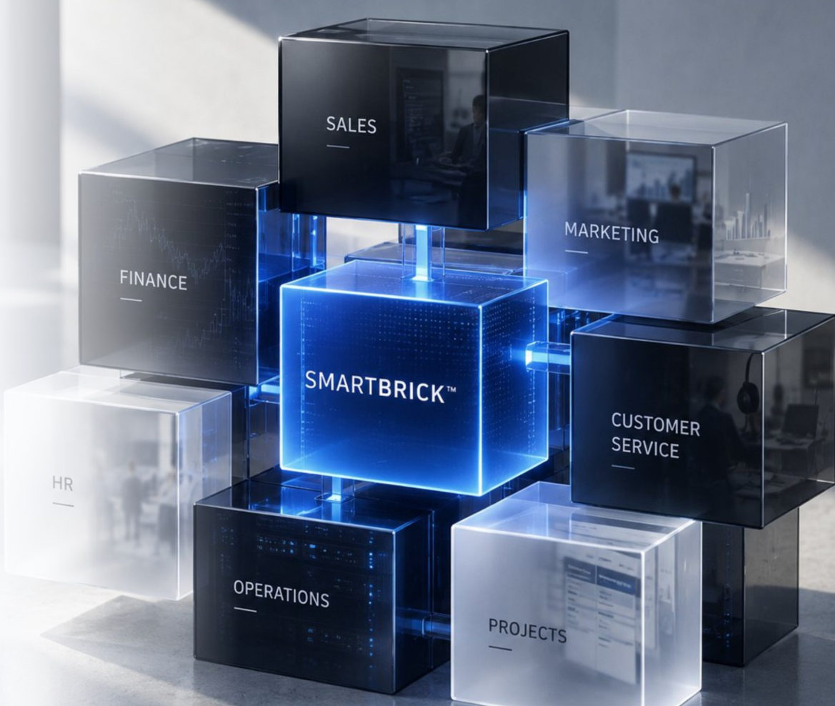 SmartBrick — une brique IA au cœur de vos fonctions métier (Sales, Marketing, Finance, Operations, HR, Customer Service, Projects)